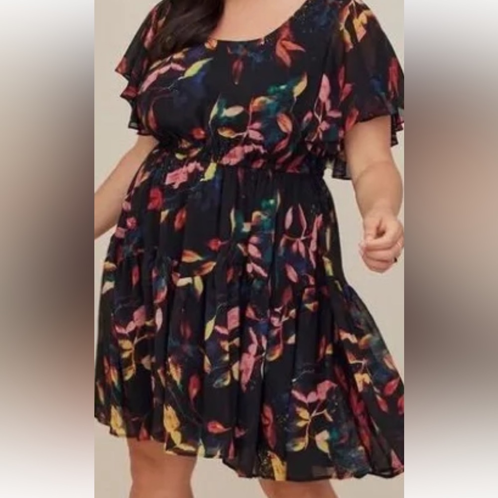 Torrid Mini Chiffon Ruffle Hem Skater Dress size 5 EUC